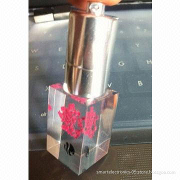 Crystal USB Flash Drives, 64MB-128GB Capacity, Flower Engraved Inside Crystal, Your Logo Available